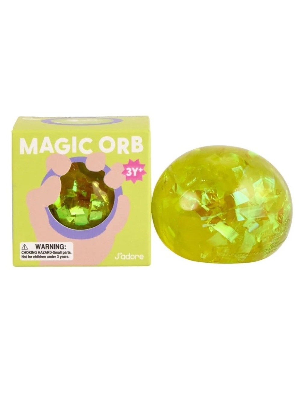 J'adore Magic Orb Crystal Clear Squishy Ball Green NWT